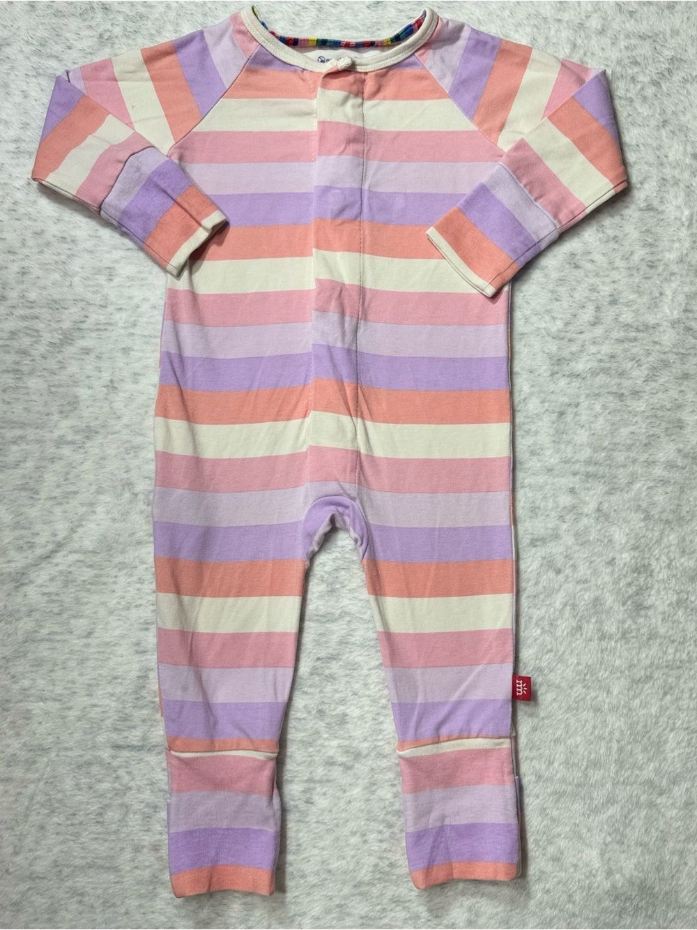 Simply Magnetic Me Rainbow Stripe Footless Sleeper 6-9M Baby Modal Cotton Combo